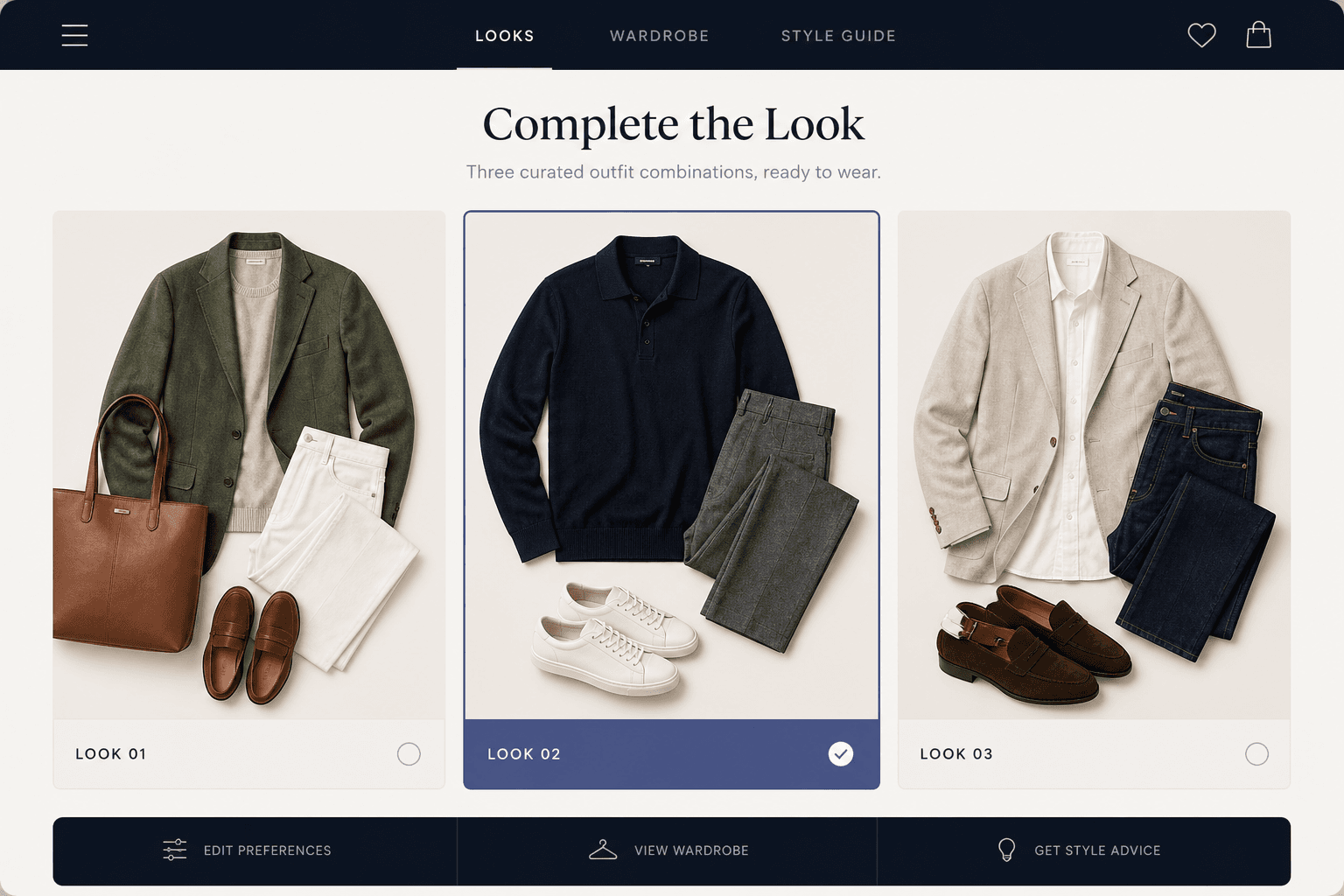 Alankar recommended outfit combinations presented as a product grid
